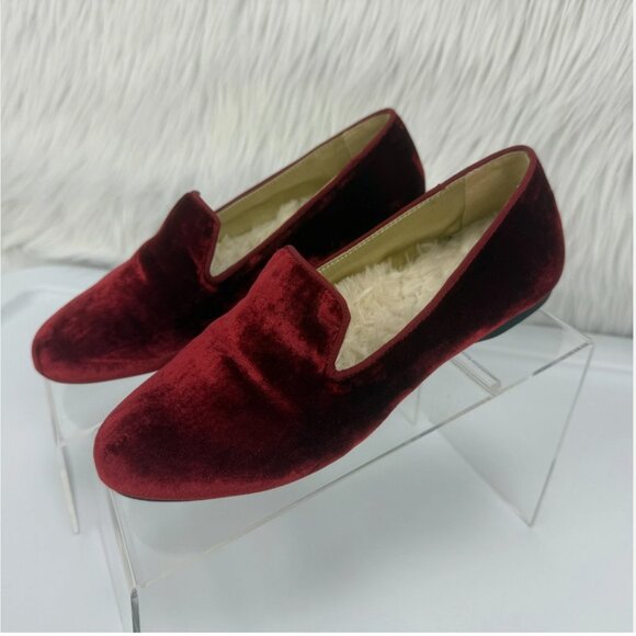 Birdies Starling Red Velvet Shearling Slipper Flats Slip On Comfort Classic Prep - Picture 14 of 16